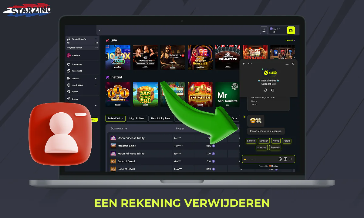 Je Starzino-account verwijderen