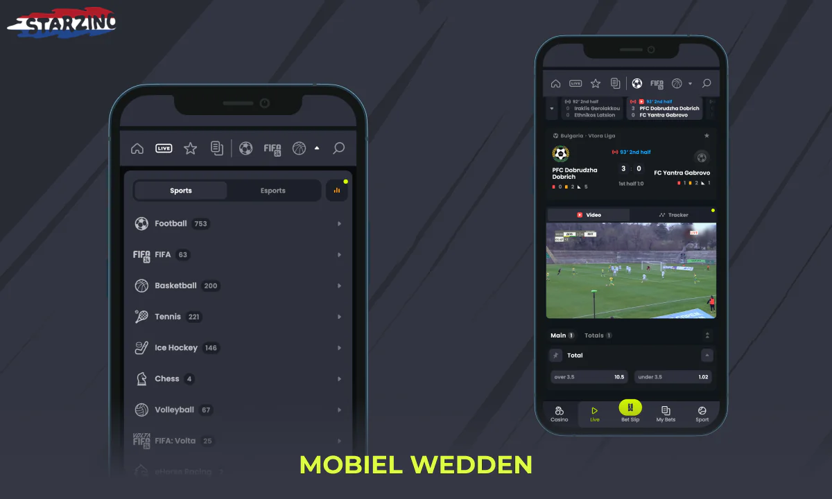 Online wedden op sportevenementen in de Starzino app